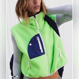 Free People Women's Neon Green Fleece Vest